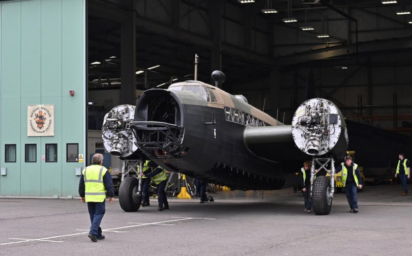 The Vickers Wellington bomber is moved from the conservation centre. Photo: RAF Museum Midlands