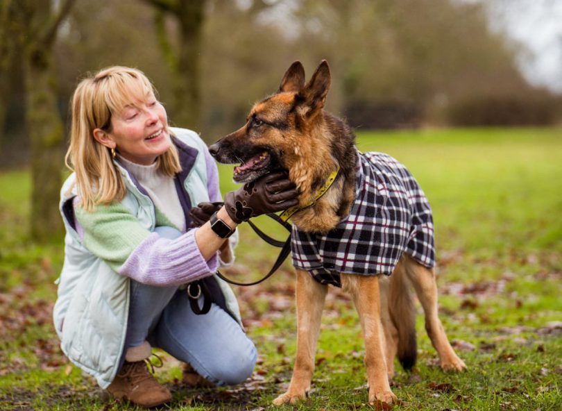 Foster carer Vicki is pictured with her first foster dog Tess who has now found her furry-tail ending with her new family