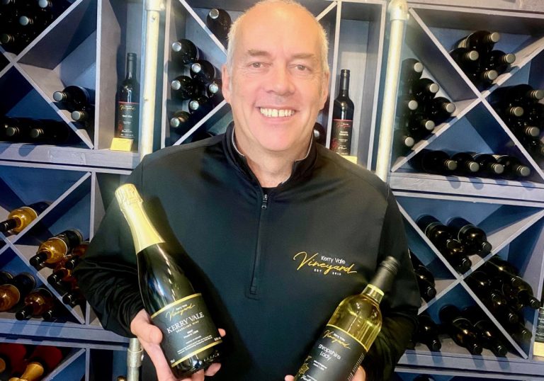 Vineyard Owner Russell Cook with the award winning wines