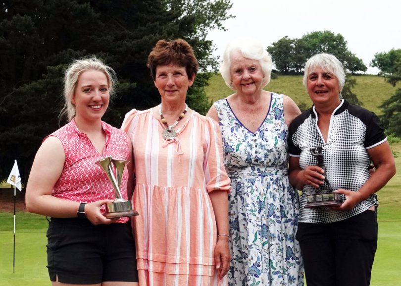 2023 Ladies Club Champion Imogen Huxley, Ladies Captain, Suzanne Huxley, Vivian Catterall (Club President) and Val Parks. Photo: Mike Purnell