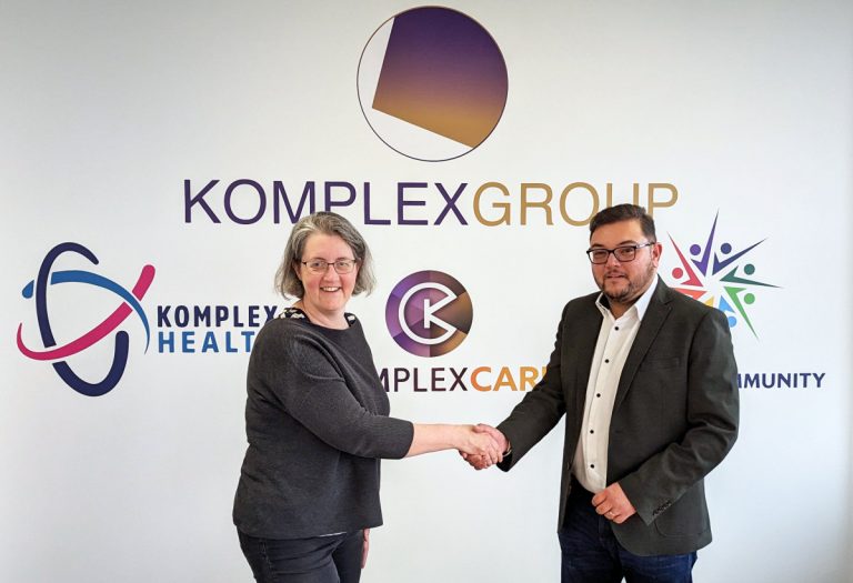 Ascendancy Director Helen Culshaw with Arron Zaib, Managing Director of Komplex Care