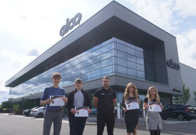 Marches students with their work experience certificates