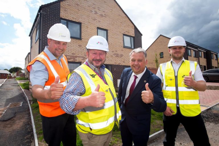 Ross Crutchley, Construction Manager (Jessup Partnerships), Mike Doolan Sales and Partnerships Manager (LoCaL Homes) Cllr Richard Overton Deputy Leader and Cabinet Member for Homes & Enforcement (Telford and Wrekin Council) and Ryan Oldnall, Development Manager (GSA)