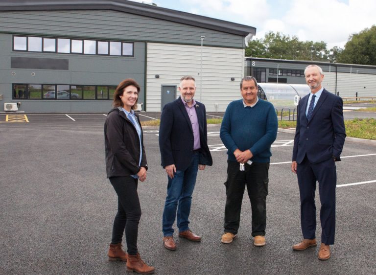 From left to right at the handover: Telford and Wrekin Council’s Senior Surveyor Catherine Hawksworth, Councillor Nathan England (Lab), Telford & Wrekin Council’s Cabinet Member for Finance, Customer Service and Governance, Morris Property Site Manager, Dave Fletcher and Morris Property Construction Manager, Steve Flavell