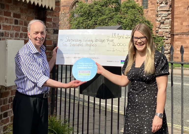 Philip Davies, Chairman of Shrewsbury Railway Heritage Trust and Jade Gough, Community Fund Officer for Severn Trent