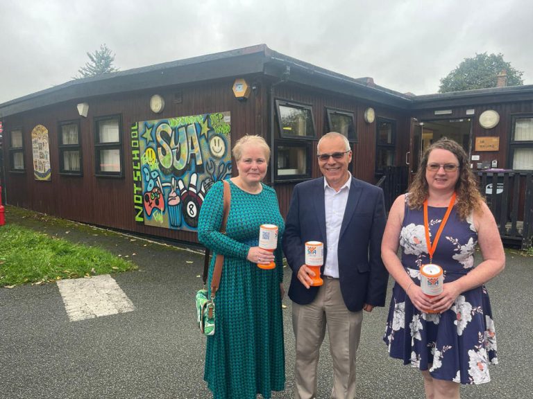 Chair of SYA trustees Donna Leeding, SYA chief executive Richard Parkes and fundraising manager Claire Purcell