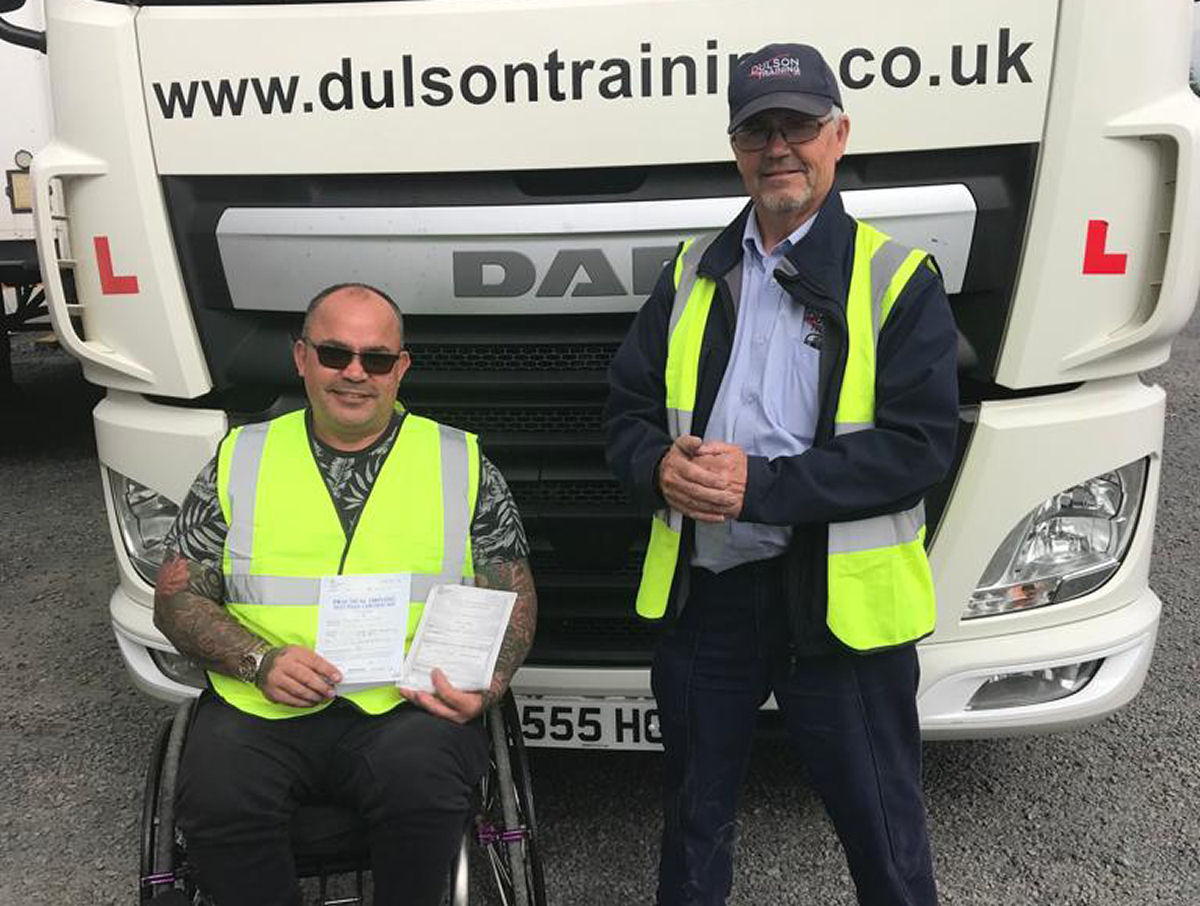Darren Wiles, a T12 paraplegic has passed his Category 3a and 3b driving tests