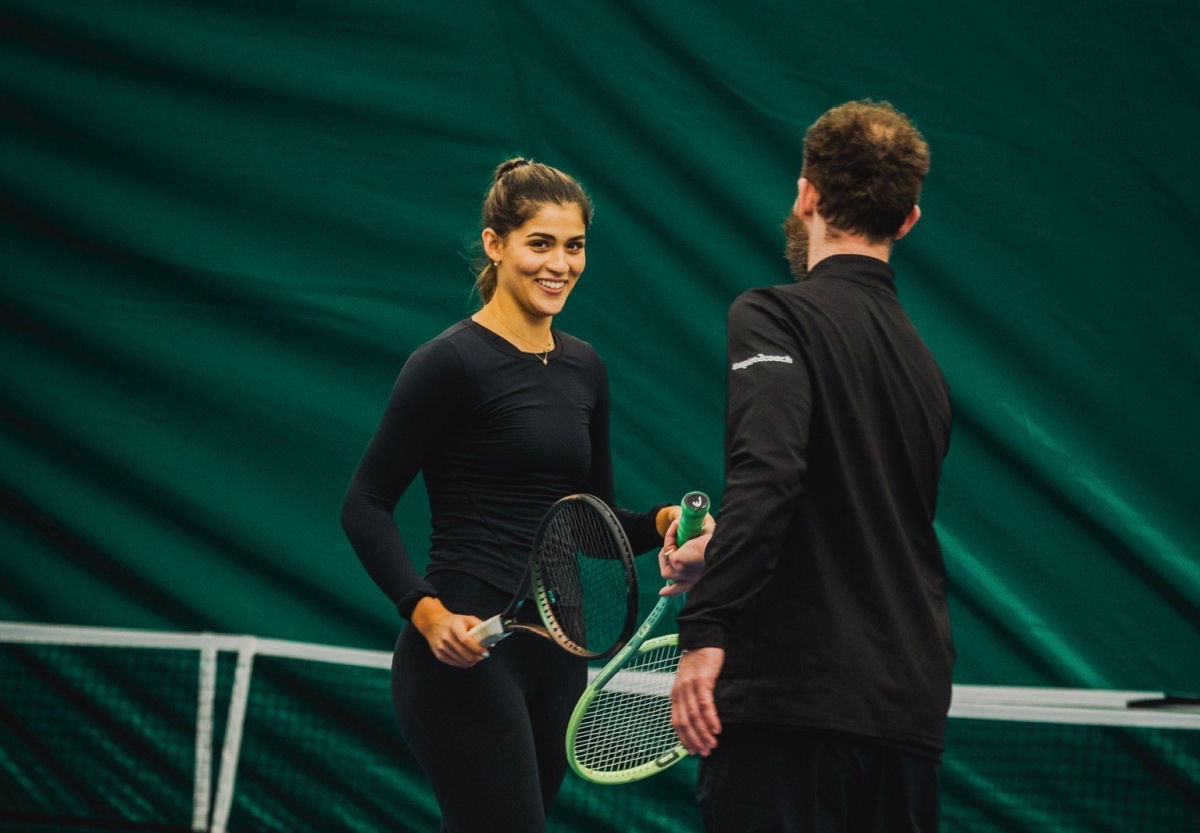Michelle Dzjachangirova, a member of The Shrewsbury Club, regularly trains at the Sundorne Road venue’s indoor courts with Adam Wharf. Photo: Harry Fisher