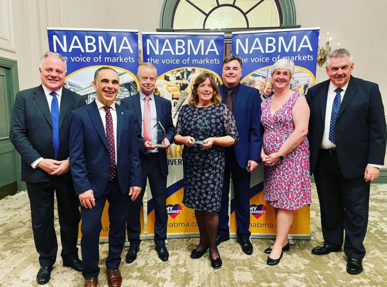 Simon Baynes (Parliamentary Candidate for North Shropshire), Arren Roberts (Town Clerk), Roger Dyke (Finance Officer), Cllr Olly Rose (Mayor of Oswestry), David Clough (Events & Markets Officer), Katherine Brown (Blachere Illumination UK) and David Preston (CEO of NABMA)