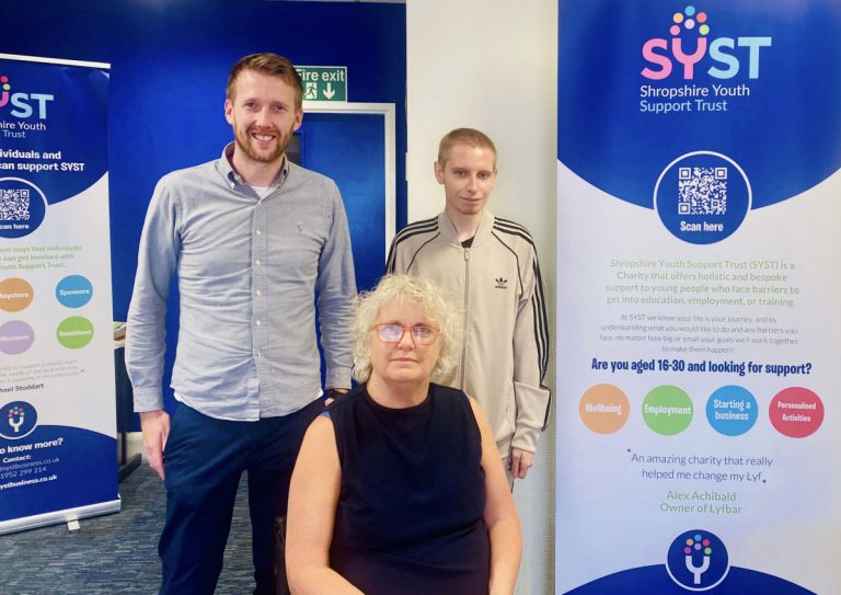 Pictured Jon Gidney, Ann Johnson and Lewis Jenkins at SYST in Telford