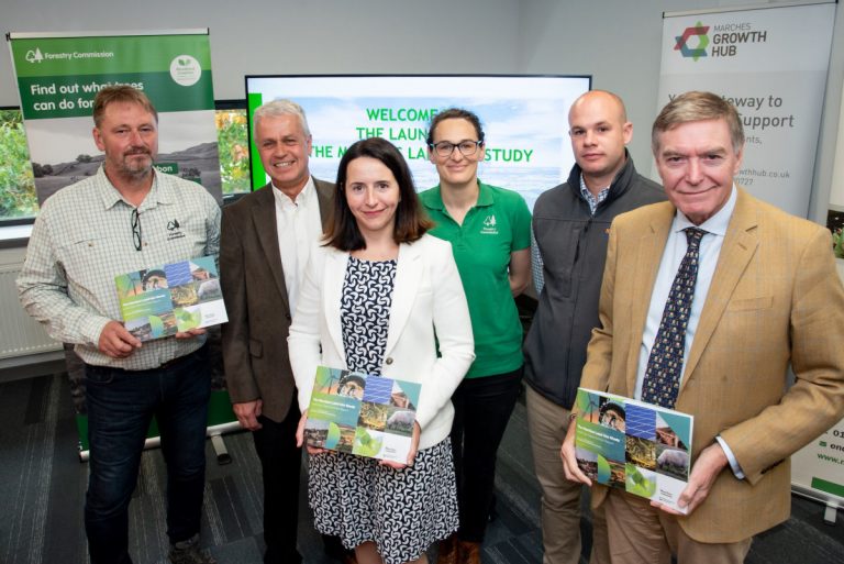 Wayne Barnes (Partnership and Expertise Officer, Forestry Commission), Colin Preston MBE (Chair of the Marches Local Nature Partnership), Rachel Laver (Marches LEP CEO), Lisa Barlow (Woodland Creation Officer), Ed Brown (Hutchinsons Crop Production Specialists), Philip Dunne MP
