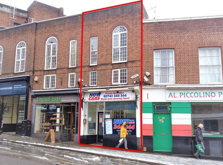 8 Castle Gates, highlighted on the photo, occupies a prominent location in Shrewsbury town centre.