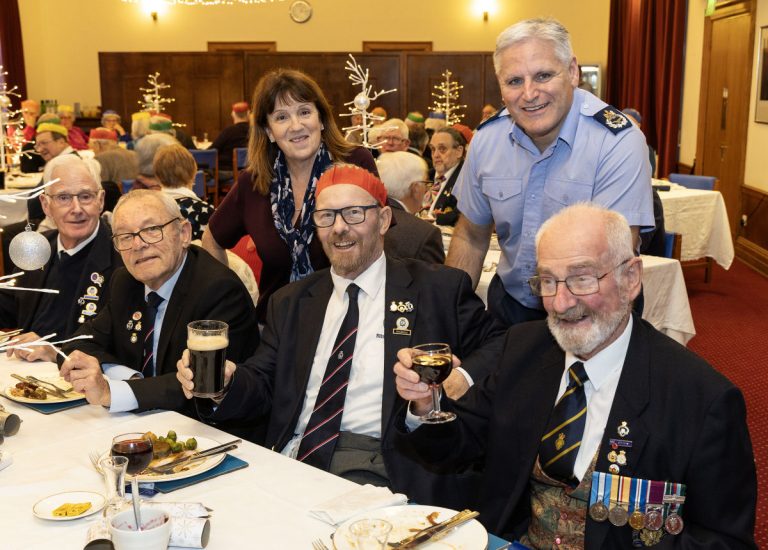 RAF personnel and RAF veterans getting in the festive spirit at RAF Shawbury. Photo: MoD
