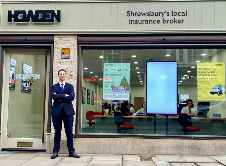 Chris Beane outside Howden Insurance in Shrewsbury town centre.