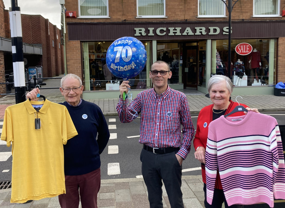 Bernard, Stuart and Joyce Richards outside the Shifnal shop