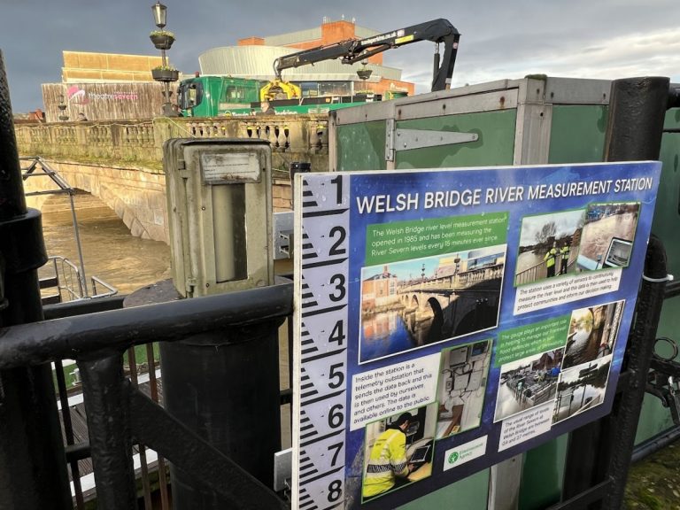 The Welsh Bridge measurement station in Shrewsbury.