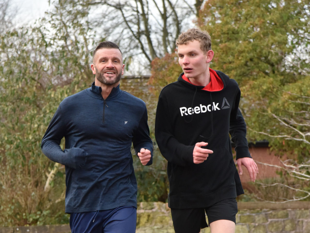 Steve and Harry running at Derwen College