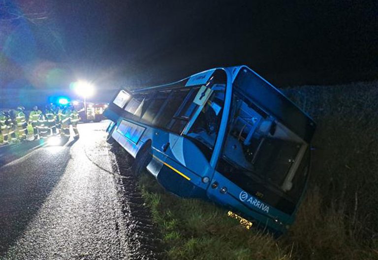 The bus left the road near Wem. Photo: West Mercia Police