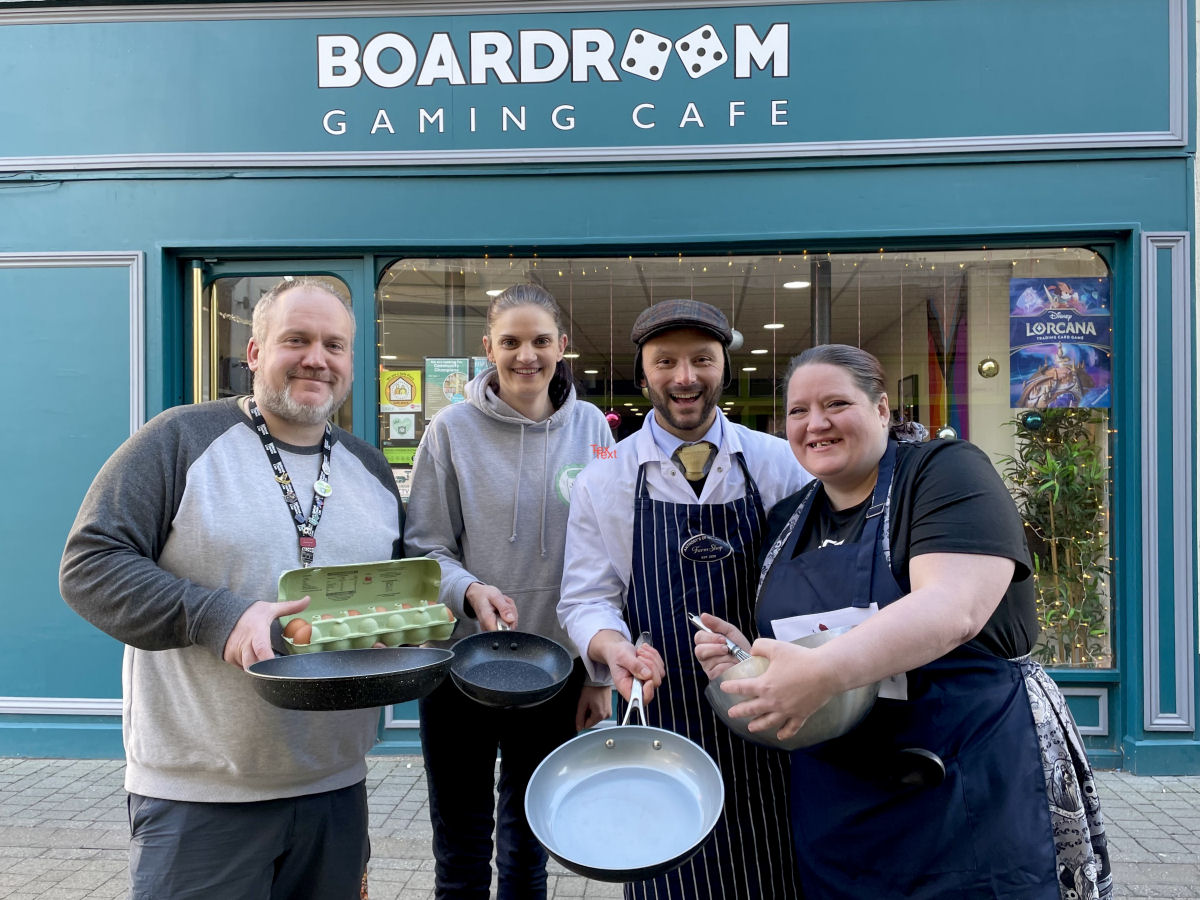 Pictured from left, Damian Breeze of The Orbit, Keli King of The Little Green Pantry, Tony Nicholls of Anthony's of Wellington Farm Shop and Lyndsay Bird of The Boardroom Gaming Cafe