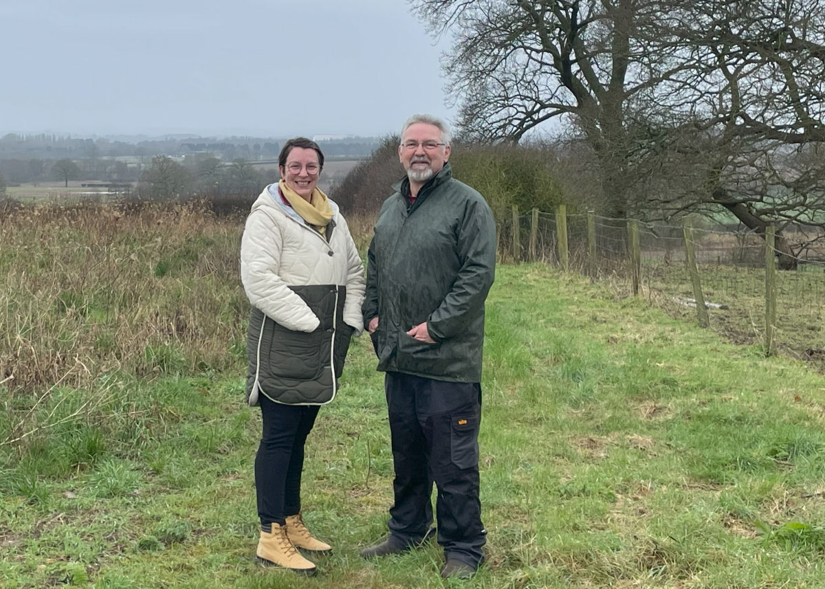 Community Payback Officer Jenny Old with Bradford Estates Head Groundsman Vince Derry on Monarch's Way