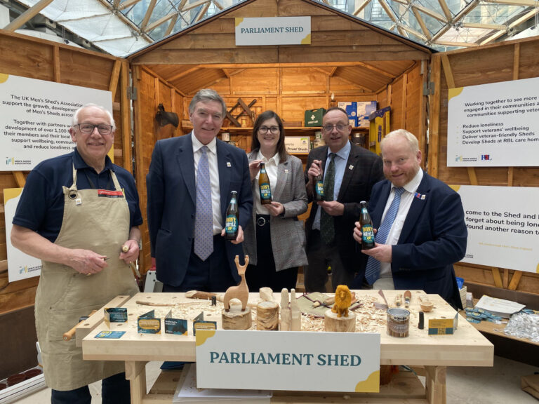 Tim Tempest from Men’s Sheds, Philip Dunne MP, Charlie Farman, Hobson's marketing manager, Nick Davis, Hobsons Founder, and Charlie Bethel, Chief Executive of Men's Shed