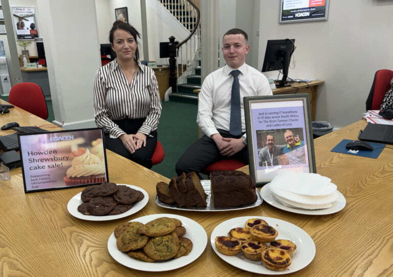 Amy McGregor and Ethan Jones of Howden insurance at the cake sale
