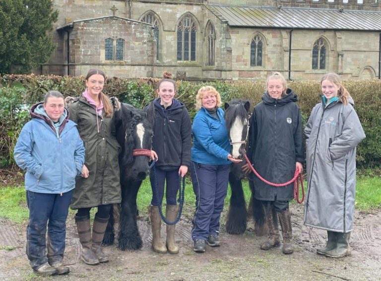 TDS Riding School employees left-right Chloe Sadler, Anya Longhurst, Lucy Faulkner, Denise O'Reilly, Zoe Hodgkiss and Jess Jennings