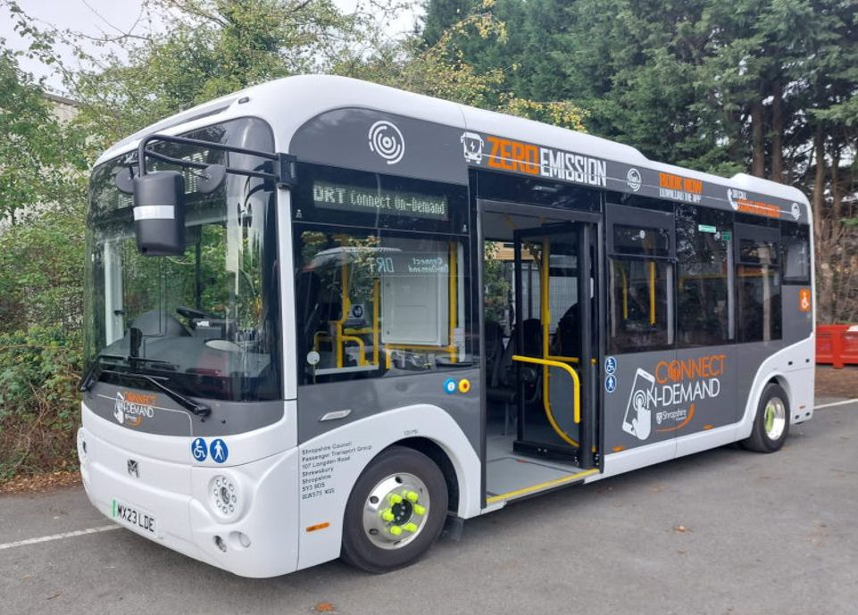 The Sigma 7 electric bus used for the Connect On-Demand service. Photo: Shropshire Council.