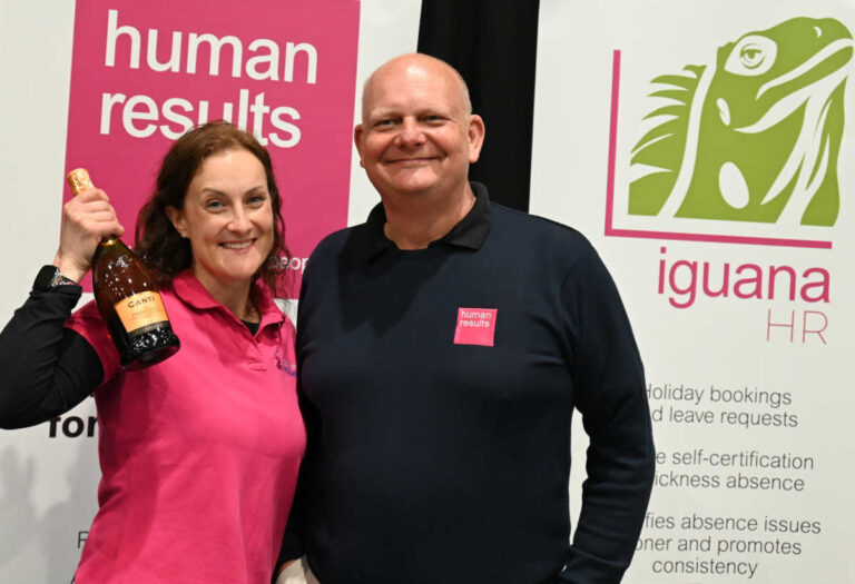 Beth Heath of Shropshire Festivals and Alasdair Hobbs of Human Results celebrating their partnership.