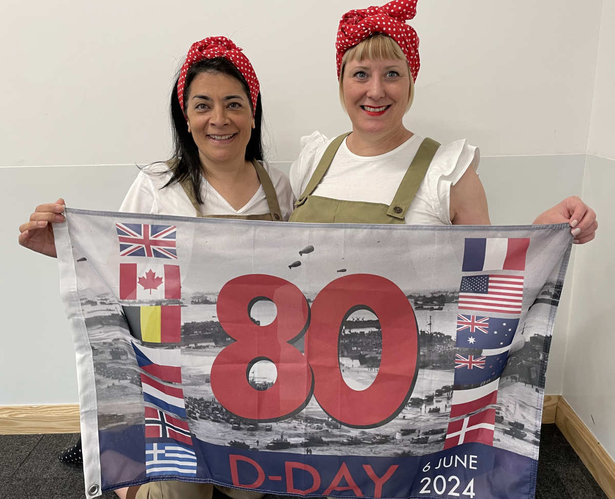Land girls Adrienne Taylor and Paola Armstrong preparing for the event