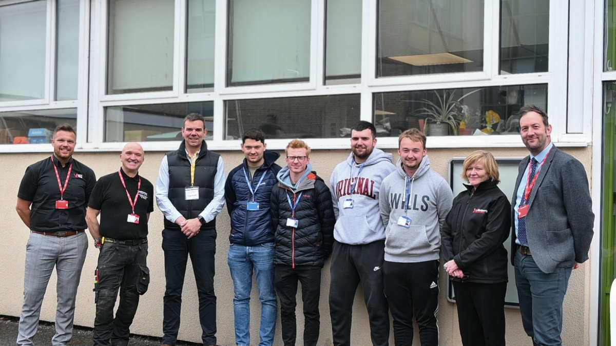 Chris Hesketh – Curriculum Manager Shrewsbury College (Built Environment); Stuart Raine – Curriculum Director Shrewsbury College (Built Environment); Mike Sambrook – MD SJ Roberts Construction Ltd; Louis Caldecott; Harry Barrett; Jared Pugh; Chris Jones; Annette Harrison – SJ Roberts Construction; and Matt Laws - Vice Principal for Vocational & Technical Education and Higher Education