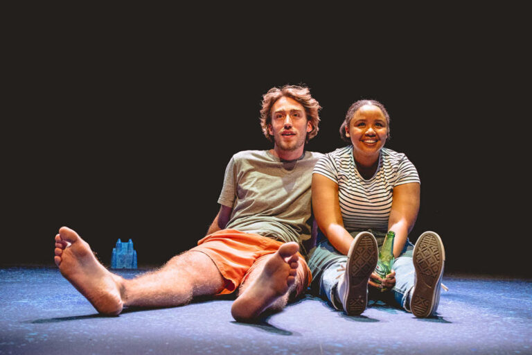 Laurie McNamara and Rachelle Diedericks in Where Do We Go From Here?, last year’s Pentabus Young Writers show. Photo Credit: Andrew Billington.