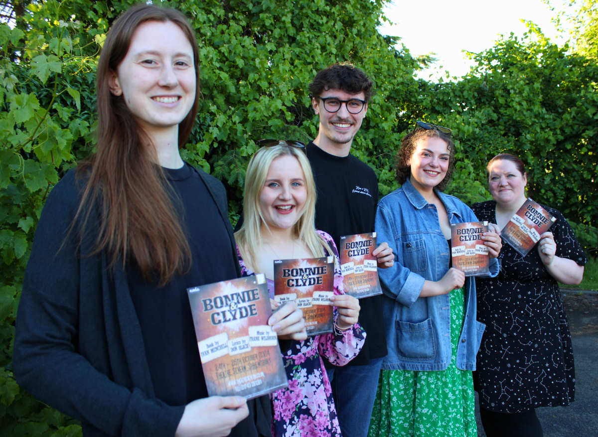 Emma Paterson-Stephens (Assistant M.D), Charlotte Lampitt (Choreographer), Joseph Childs (Clyde), Robyn Marsh (Bonnie), and Lyndsey Bird (Director).