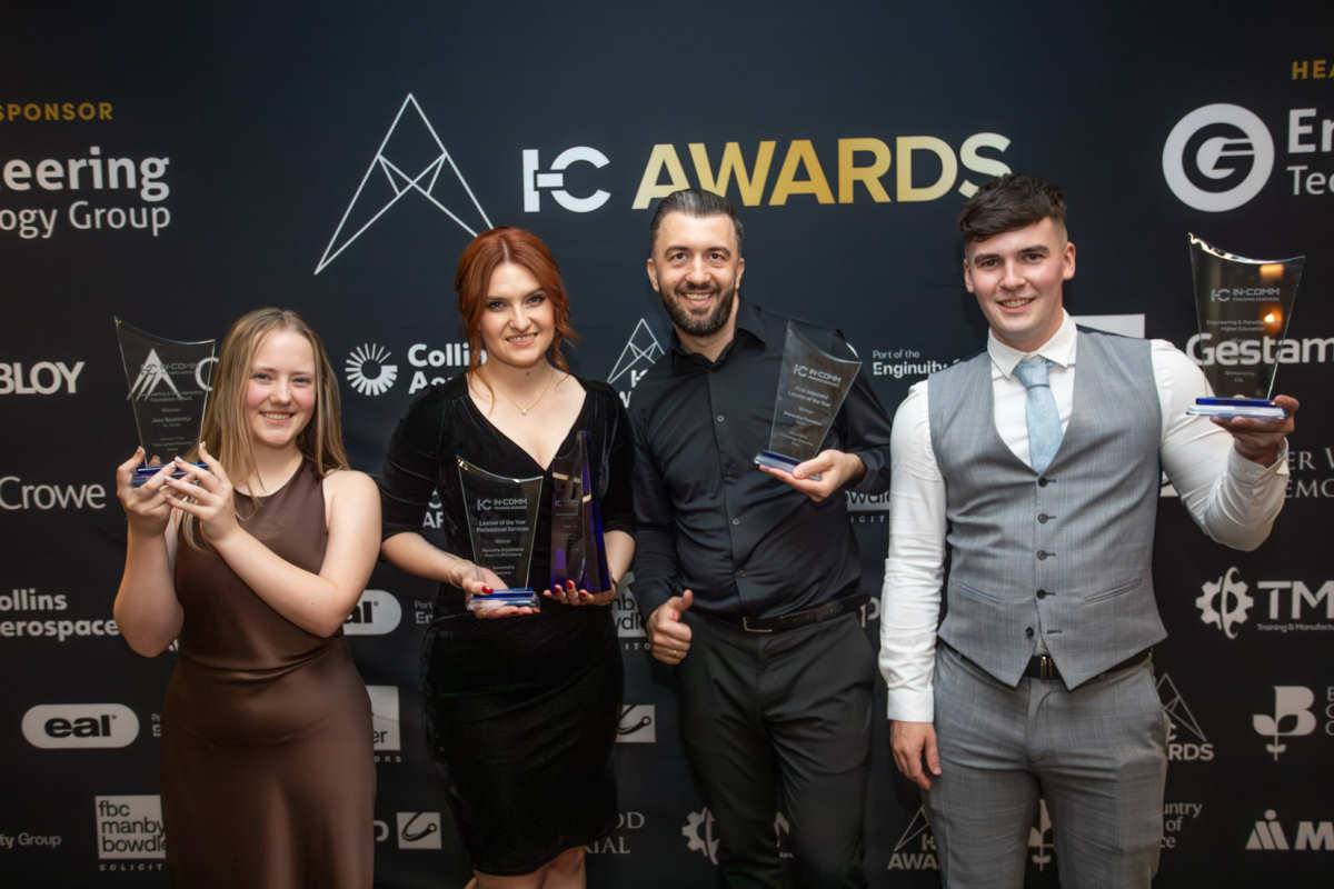 Award Winners Jessica Wooldridge (HL Smith), Marcelina Hrynkiewicz (Magna Cosma Casting), Alexandaru Paunescu (Epson) and Nathan Bould (Hoshizaki)