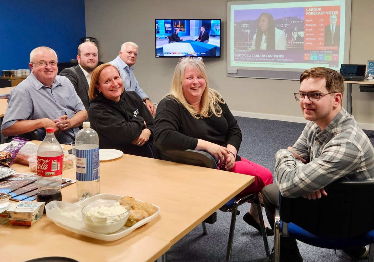 Business people gathered at Shropshire Chamber's offices to watch the results through the night