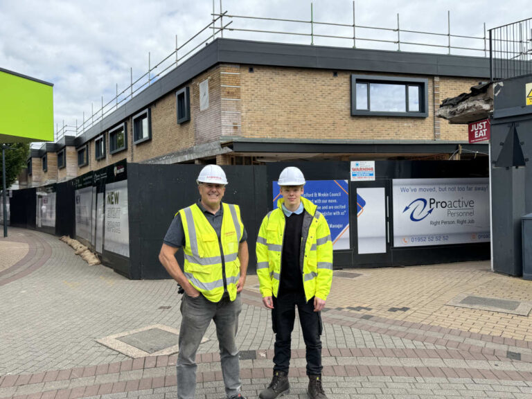 Morris Property Site Manager, Roger Tew, with T-Level student, Guy Stovin