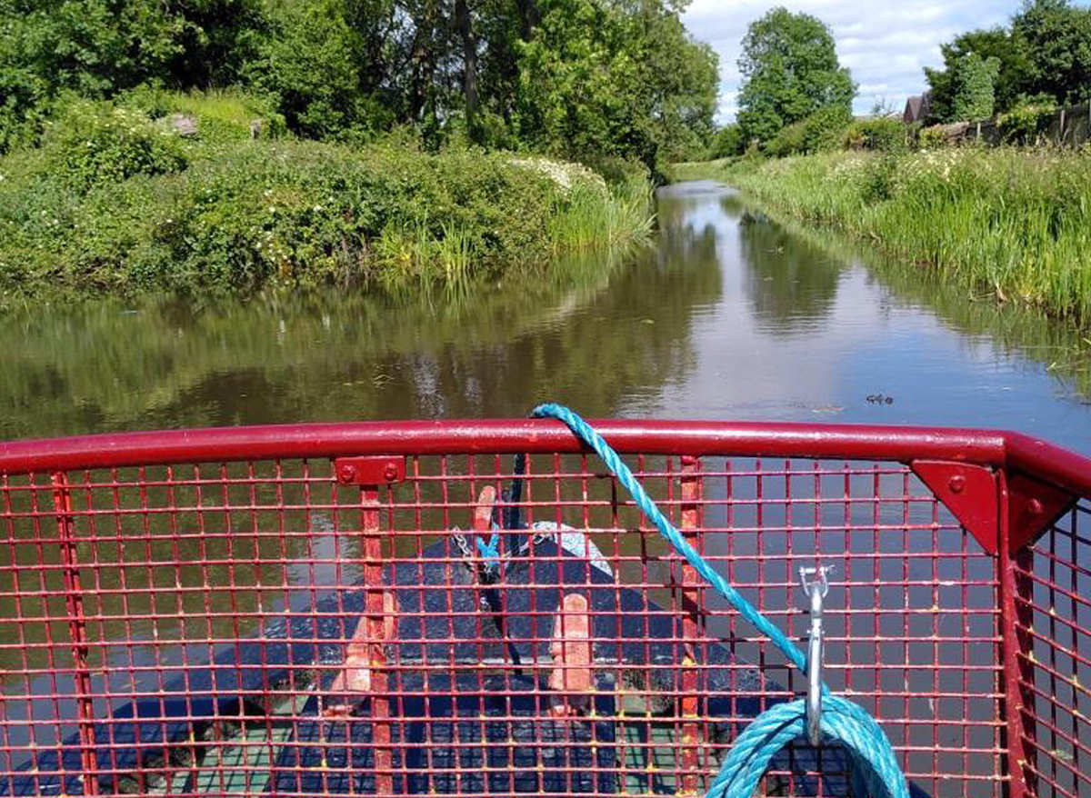 A view of the Montgomery Canal from the bow of the George Watson Buck