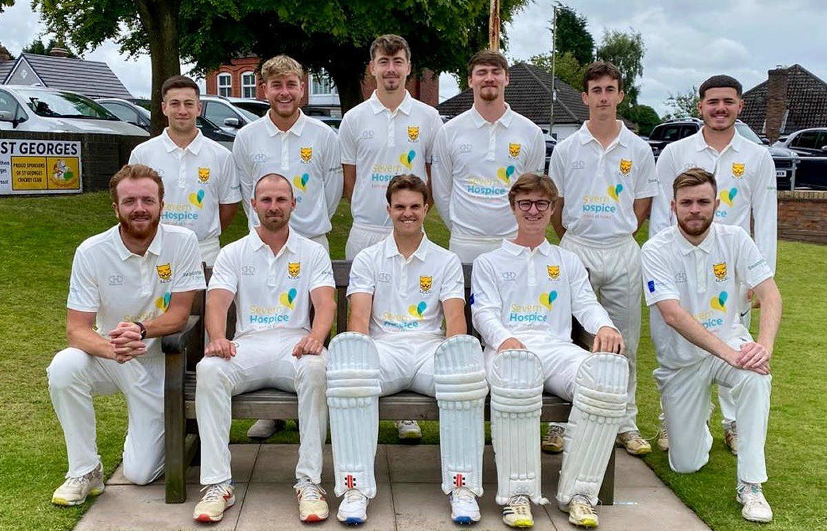 The Shropshire team on the opening morning of the match against Dorset at St George’s CC; back from left: Peter Clark, Ben Lees, Sam Ellis, Lewis Evans, Andre Bradford, Joe Stanley; front: Ollie Currill, Tom Fell, Ollie Westbury, George Hargrave, Matt Rees.