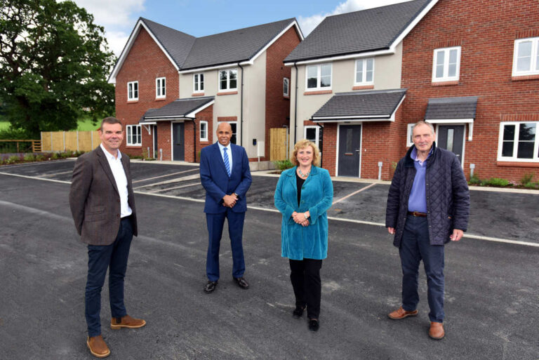Managing Director at SJ Roberts Construction Ltd, Mike Sambrook; Housing Plus Group’s Head of Development Sepp Sargeant; Chief executive at Housing Plus Group Sarah Boden; and Chair of Pontesbury Parish Council Duncan Fletcher