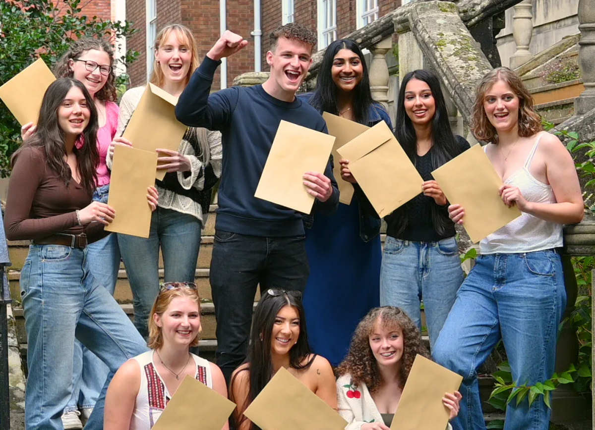 Students collect their results at Shrewsbury Colleges Group's English Bridge campus. Photo: Shrewsbury College