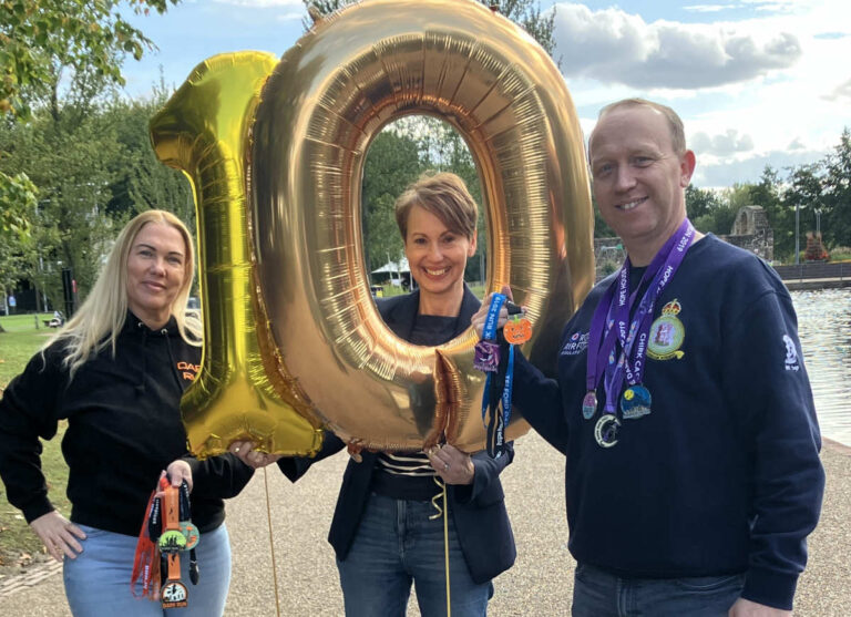 Lynne and Chris Richards are pictured with Dawn Ball (centre)