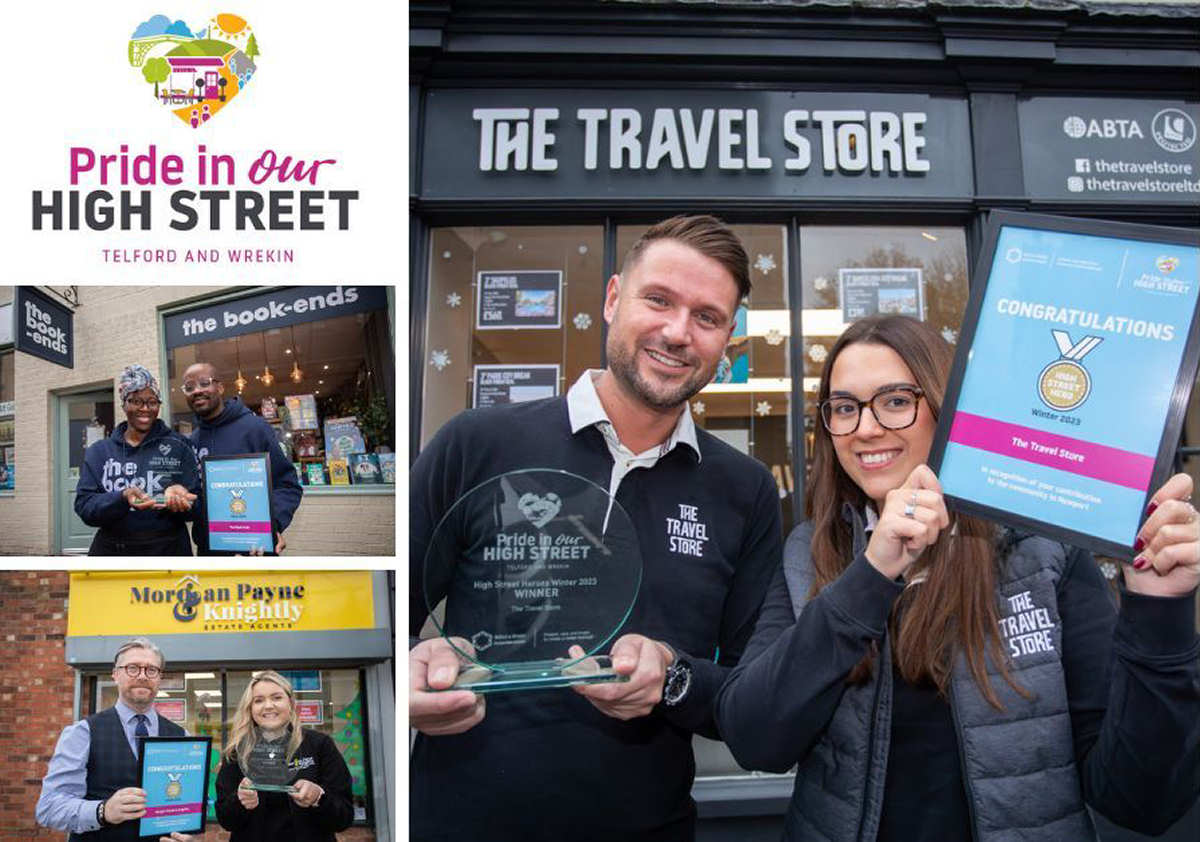 Pictured are some of the winners of the Winter 2023 High Street Heroes awards. Image: Telford & Wrekin Council