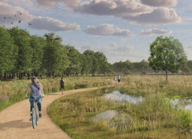 An artist’s impression of part of the outdoor activity hub
