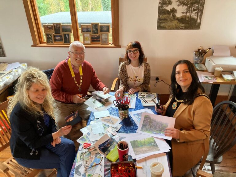 Pictured at the first workshop, from left, Laura Hollie, community development lead for Yellow Ribbon, Councillor Reg Snell, deputy mayor of Wellington, artist Caris Jackson and Councillor Eileen Callear, deputy mayor of Telford and Wrekin