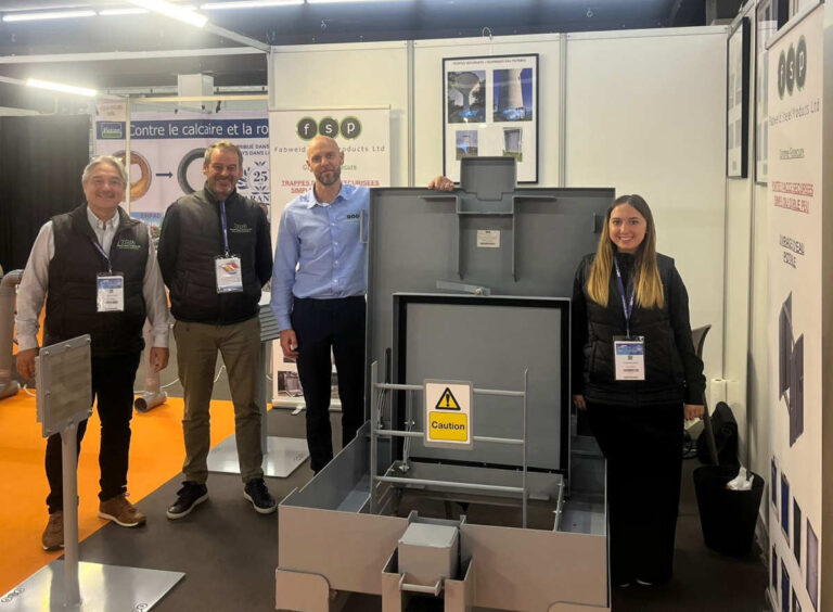 Members of the Telford-based FSP team joined FSP’s French partners at the Carrefour des Gestions Durables de l'Eau industry event in Dijon (l-r) Fréderic Vonlanthen, FSP Chairman, Richard Hilton, managing director Wayne Carter with Clotilde Vonlanthen