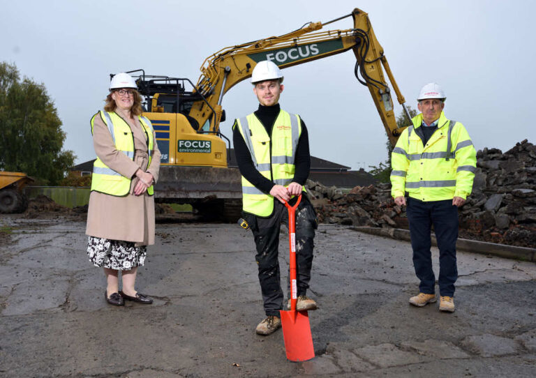 Head of Development, Liz Lowe with Site Manager, Conor Roberts and Contracts Manager Mark Bennett