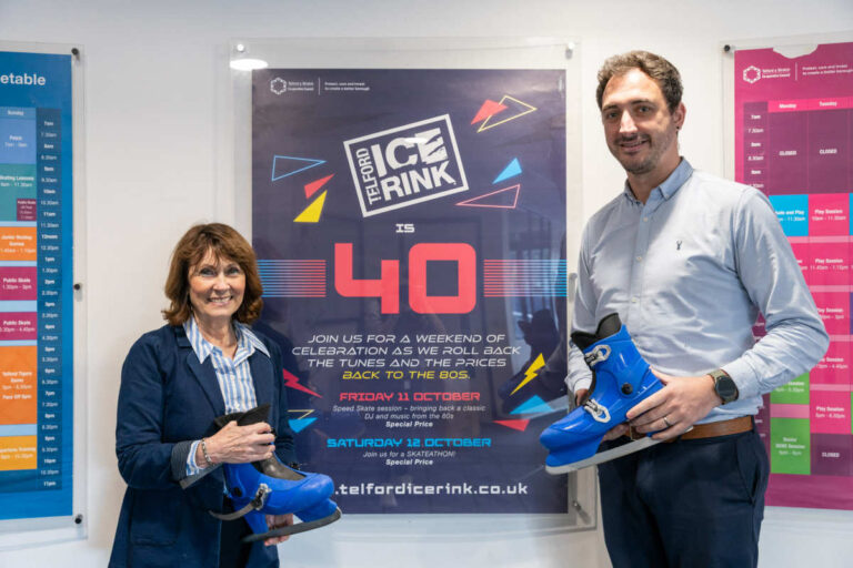 Cllr Angela McClements, Cabinet Member for Leisure, Tourism, Culture & the Arts with Mark Gray, Operations Team Leader Telford Ice Rink
