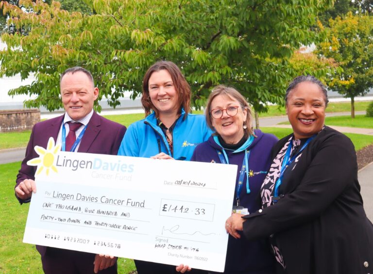 Mark Greenhaf, Governor of Stoke Heath Prison, Naomi Atkin, CEO of Lingen Davies, Miranda Ashwell, Lingen Davies LiveLife Lead, and Jacqui Lane, Deputy Governor