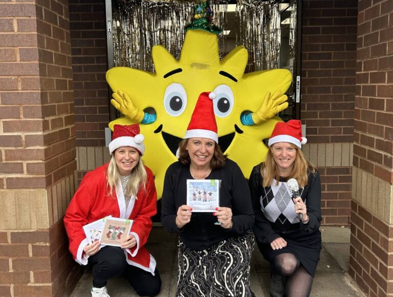 Kerry Morgan, Angel Hill and Karen Roberts from Lingen Davies Cancer Fund get into the Christmas Spirit