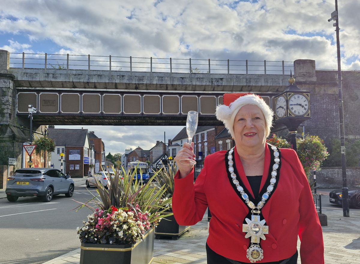 Mayor Ellen Moore getting ready for the light switch on